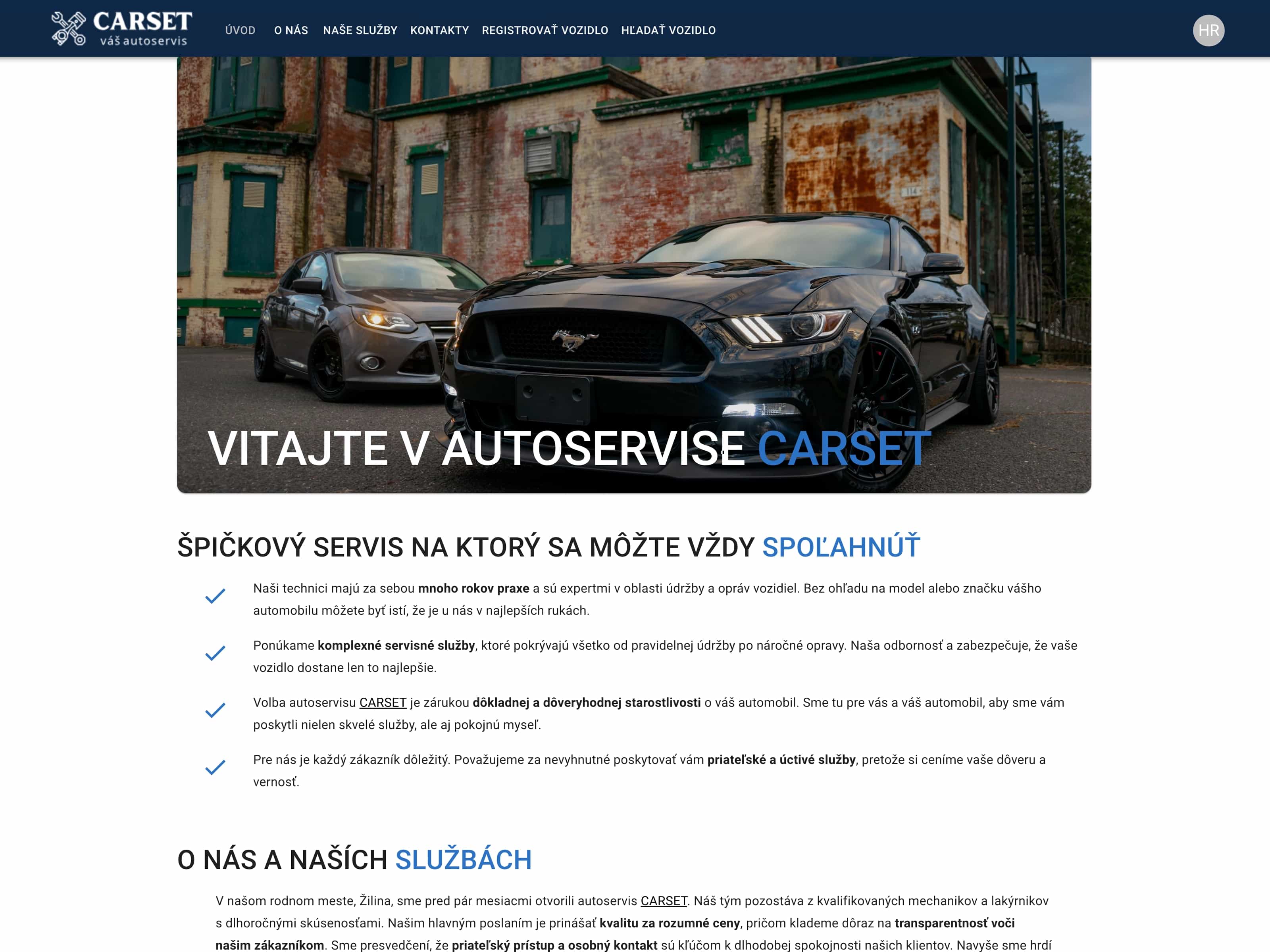 CARSET web aplikácia