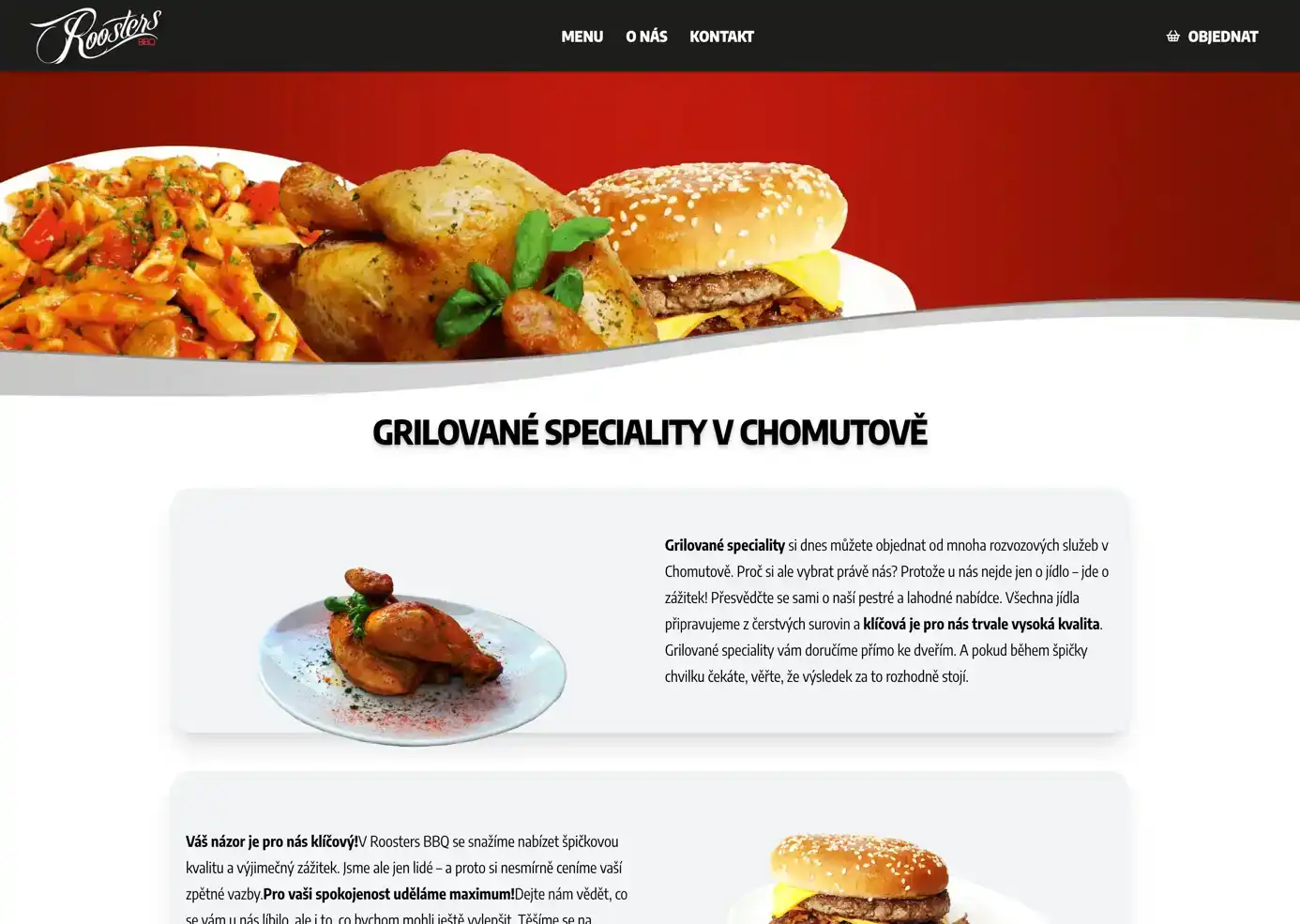 Roosters BBQ webová prezentácia